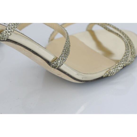 Jimmy Choo Gold Glitter Lame Elaine Strappy Sandals Size 36.5 High heels $595 - Picture 10 of 12